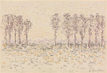 ÉMILE ANCELET (Charleville 1865-Paris 1951) Group of 4 color crayon landscape drawings.